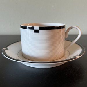 Mikasa MIDNIGHT Fine China Coffee Tea Cup and Saucer Set ~ Made in Japan